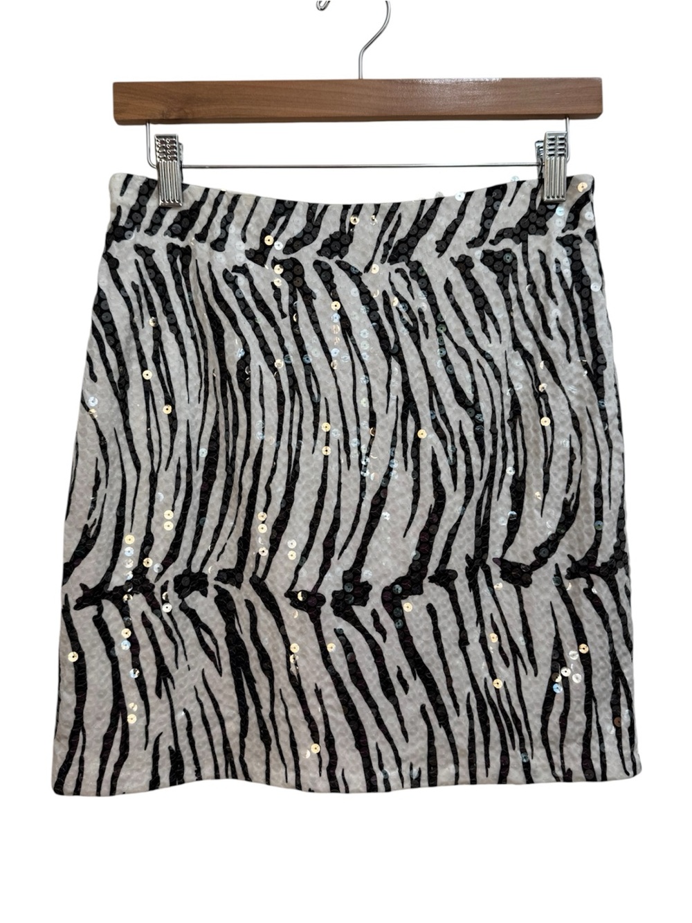 Vintage Cache Zebra Print Sequin Mini Skirt Women’s Medium Y2K 90s Indie Sleaze